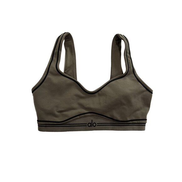 ALO Yoga Other - NWOT ALO Yoga Airbrush Heart Throb Bra in Olive Tree